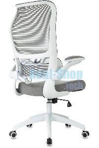 Кресло руководителя Бюрократ Sigma WH 1 серый, сетка/ткань, крестов. пластик, пластик белый