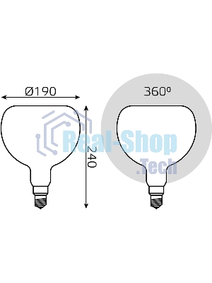 Лампа cветодиодная Gauss Filament А190 10W 890lm 4100К Е27 milky диммируемая LED
