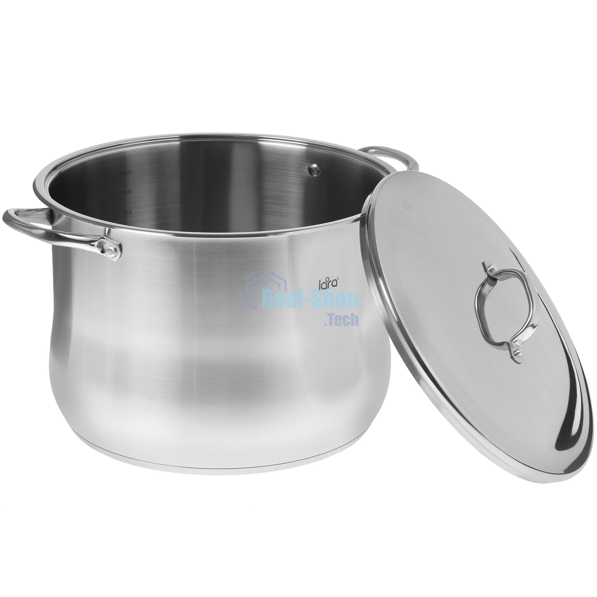 Кастрюля Lara LR02-47 21,8 л 34x25 см, индукционное дно, крышка из стали, нержавеющая сталь