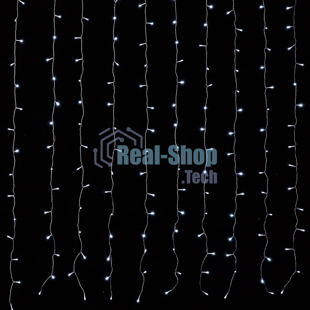 Гирлянда светод. Funray Занавес CL-320W, 3x2,5м,320LED,хол.белый,прозрачный шн. 2,5м,220в,IP20,контр