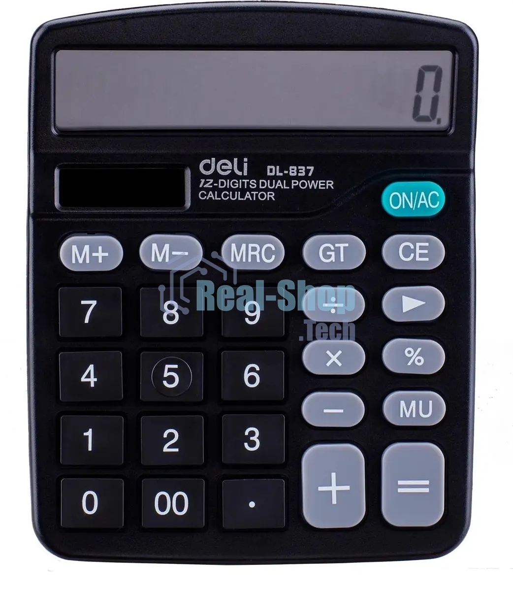 Калькулятор настольный Deli E837 черный 12-разр.