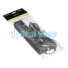 Удлинитель ExeGate ECE-5-1.8B (EX285819RUS), черный, 1,8 м, евровилка с заземлением, 5 евророзеток с заземлением, 2200 Вт