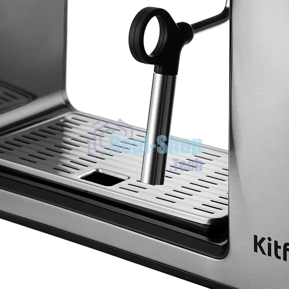 Кофеварка рожковая Kitfort КТ-7515 серебристый, исп. кофе - молотый, 1 л, 1450 Вт, 15 бар