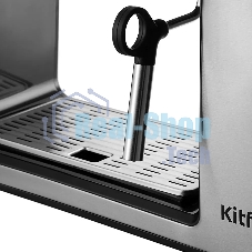 Кофеварка рожковая Kitfort КТ-7515 серебристый, исп. кофе - молотый, 1 л, 1450 Вт, 15 бар