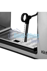 Кофеварка рожковая Kitfort КТ-7515 серебристый, исп. кофе - молотый, 1 л, 1450 Вт, 15 бар