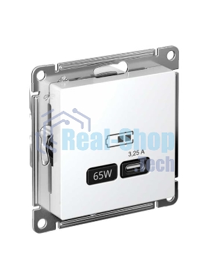 Розетка USB AtlasDesign тип C 65Вт QC PD высокоскор. ЗУ механизм бел. SE ATN000127