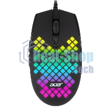 Мышь проводная Acer OMW134 черный, 3200 dpi, USB, кнопки - 6