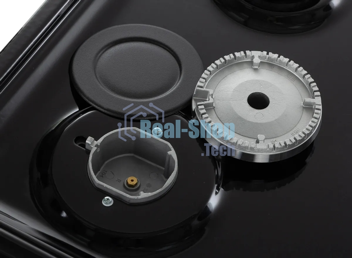 Плита газовая De Luxe 5040.48Г (Щ)-011 черный, конфорок 4 шт, духовка 46 л, 50 см x 85 см x 50 см