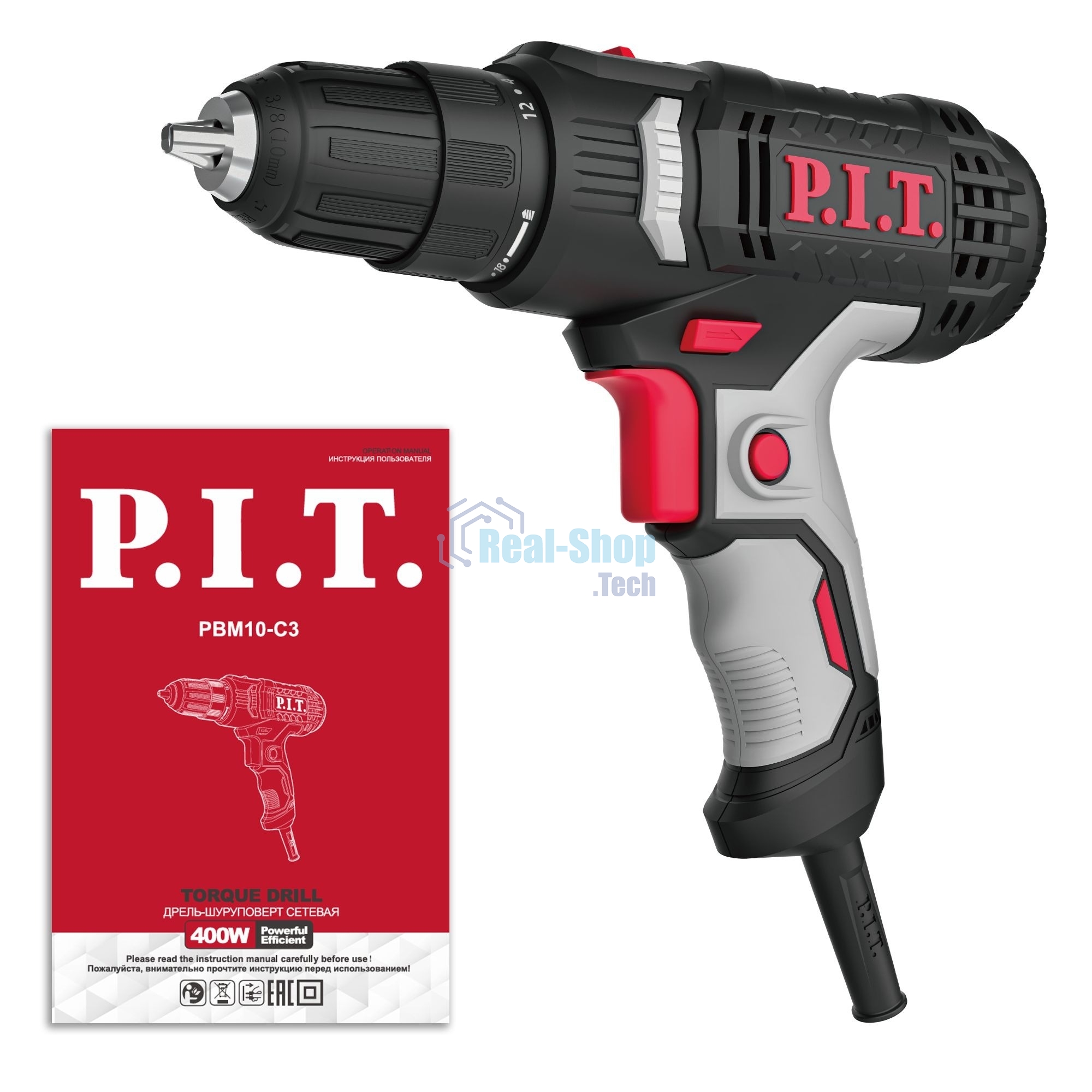 Дрель-шуруповерт P.I.T. PBM10-C3 400Вт патрон:быстрозажимной