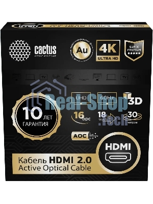 Кабель аудио-видео Cactus CS-HDMI-AOC-2-30 HDMI (m)/HDMI (m) 30м. позолоч.конт. черный