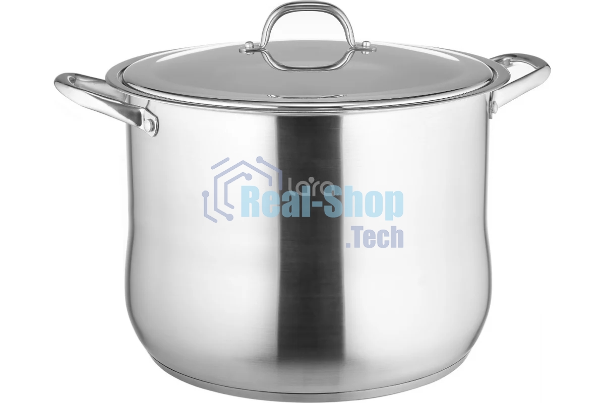Кастрюля Lara LR02-47 21,8 л 34x25 см, индукционное дно, крышка из стали, нержавеющая сталь
