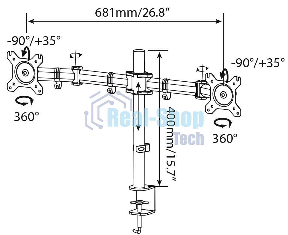 Кронштейн для мониторов Cactus CS-VM-D29-AL серебристый 13