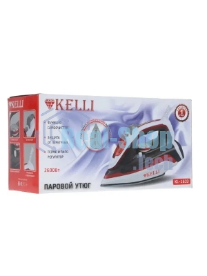 Утюг Kelli KL-1633 красный/черный/белый, 2600 Вт, 90 г/мин, 100 мл