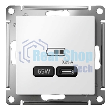 Розетка USB AtlasDesign тип C 65Вт QC PD высокоскор. ЗУ механизм бел. SE ATN000127