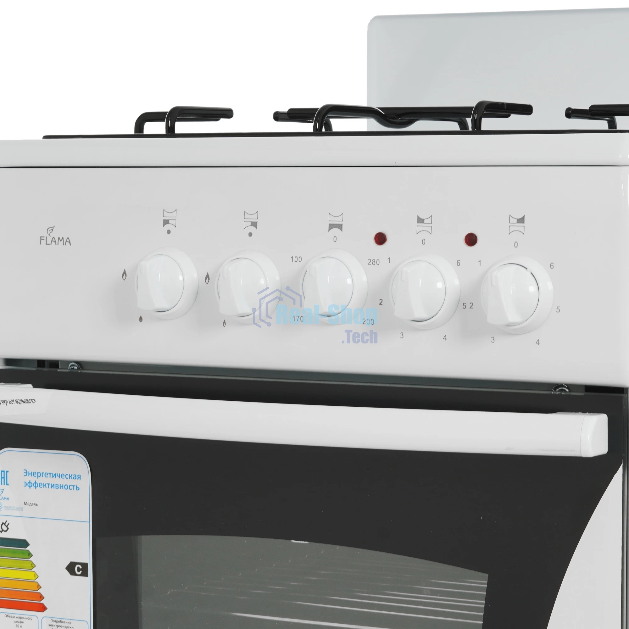 Плита комбинированная Flama RK 2201 W белый, конфорок 2 газовых и 2 электрических, духовка 50 л, 50 см x 85 см x 54 см