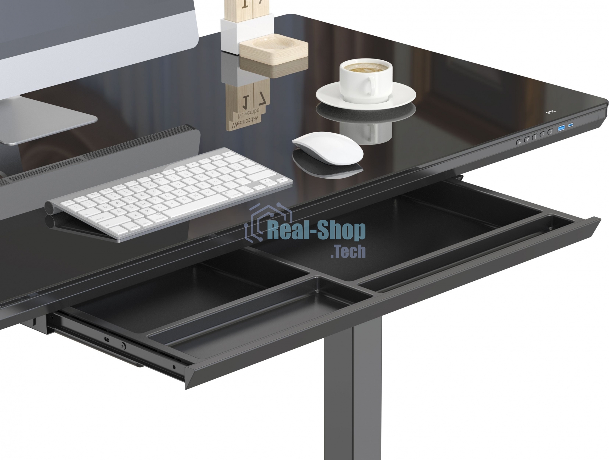 Стол игровой Cactus CS-EGD-BBK столешница стекло черный, каркас черный