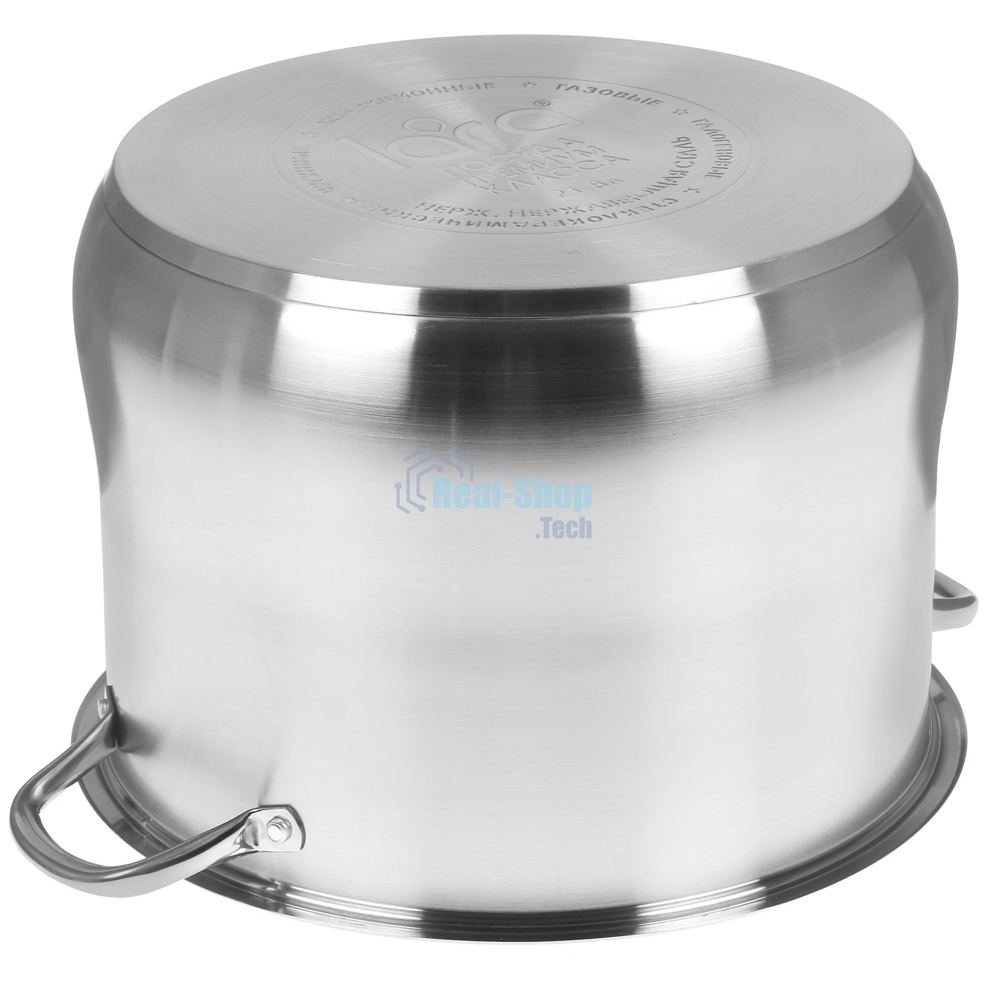 Кастрюля Lara LR02-47 21,8 л 34x25 см, индукционное дно, крышка из стали, нержавеющая сталь