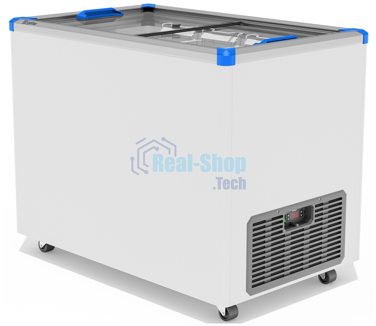 Морозильный ларь FROSTOR GELLAR FG 350 C, белый/синий, 310л, 3 корзины