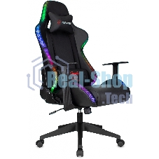 Кресло ZOMBIE GAME RGB черный, экокожа, 120 кг, подголовник, механизм качания