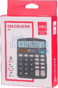 Калькулятор настольный Deli E837 черный 12-разр.