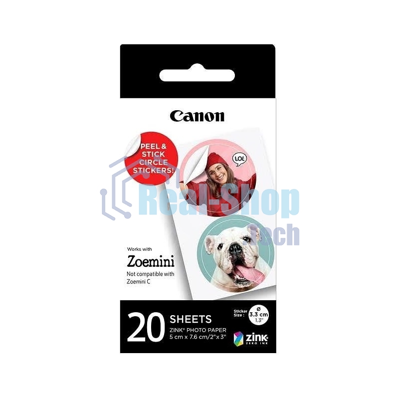 Наклейки Canon ZINK ZP-2030-2C-20 (2 круга) 4967C003/20л./белый для сублимационных принтеров