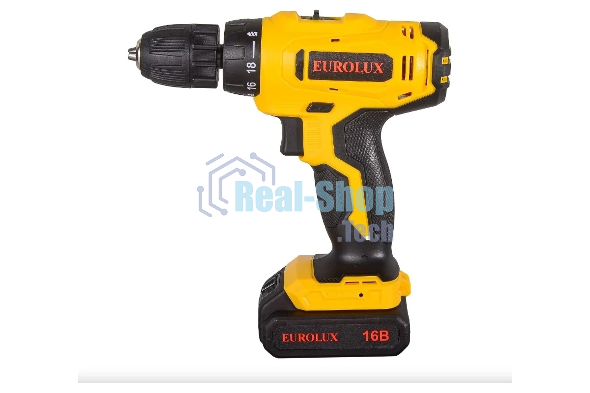 Дрель-шуруповерт аккумуляторная Eurolux ДА-16/2Li, Аккумуляторная, 16В