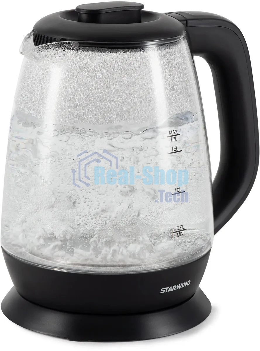 Чайник электрический Starwind SKS3036 1.7л. 2200Вт черный корпус: стекло