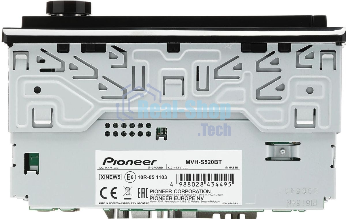 Автомагнитола Pioneer MVH-S520BT, 1 DIN, Bluetooth, USB Type-A, AUX, пульт ДУ, съёмная панель