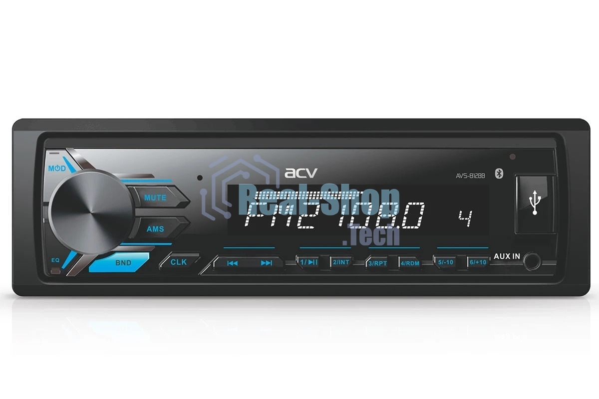 Автомагнитола ACV AVS-812BW, 1 DIN, Bluetooth, USB Type-A, AUX