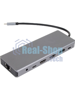 USB-концентратор VCOM CU4706, USB Type-C, HDMI/DP/USB3.0/TC/USB2.0/RJ45/SD/TF/PD/3.5 мм jack, USB Type-C