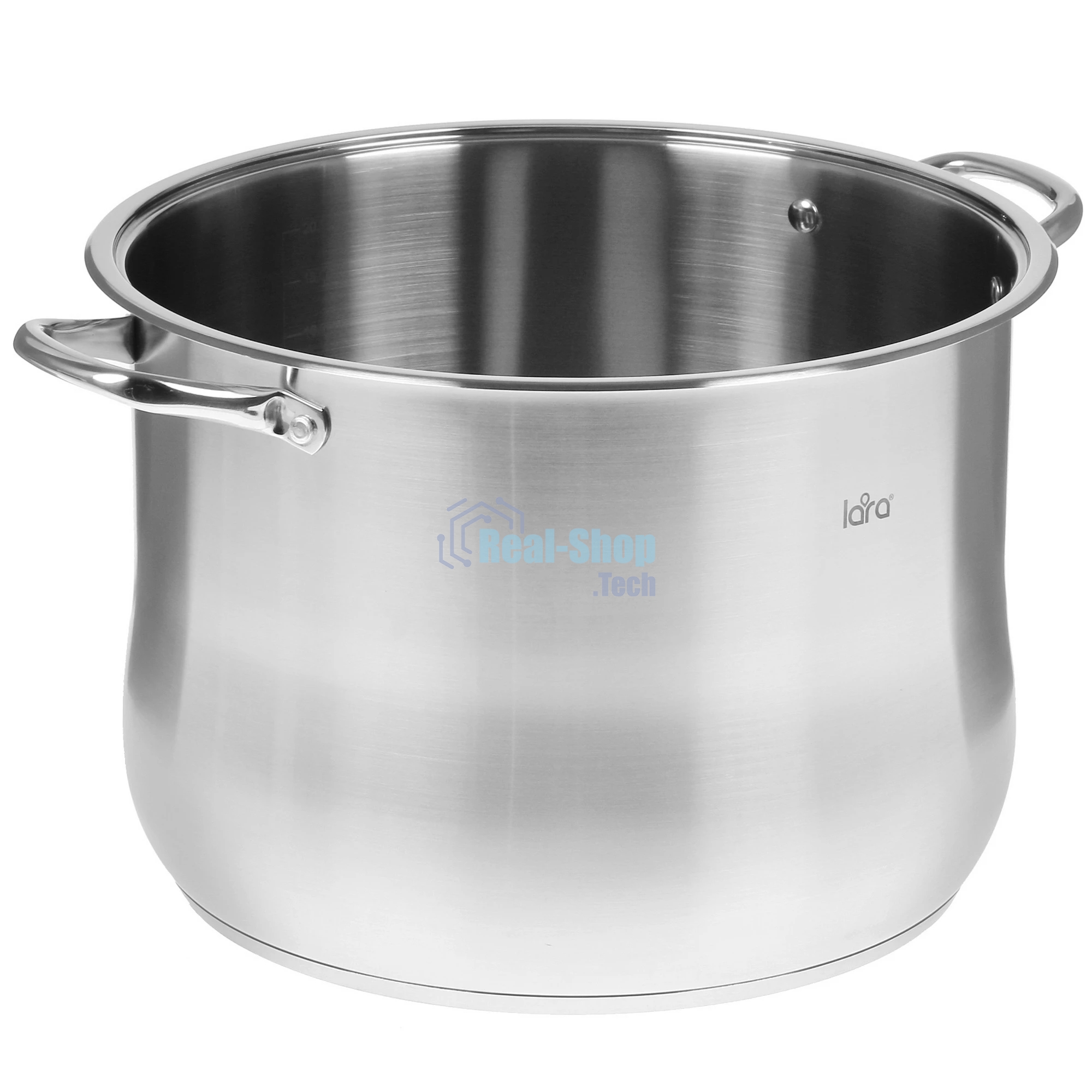 Кастрюля Lara LR02-47 21,8 л 34x25 см, индукционное дно, крышка из стали, нержавеющая сталь