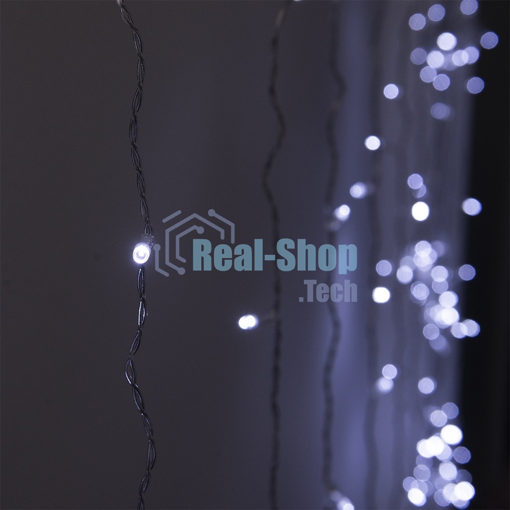 Гирлянда светод. Funray Занавес CL-320W, 3x2,5м,320LED,хол.белый,прозрачный шн. 2,5м,220в,IP20,контр