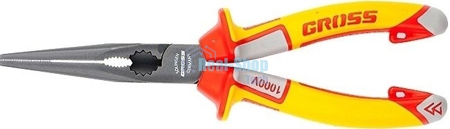 Длинногубцы GROSS 17177 диэлектрические рукоятки до 1000в трехкомпонентные рукоятки 205 мм