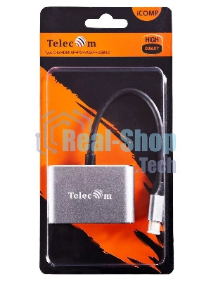 USB-концентратор Telecom TUC055, USB Type-C, HDMI/USB/PD/VGA, USB