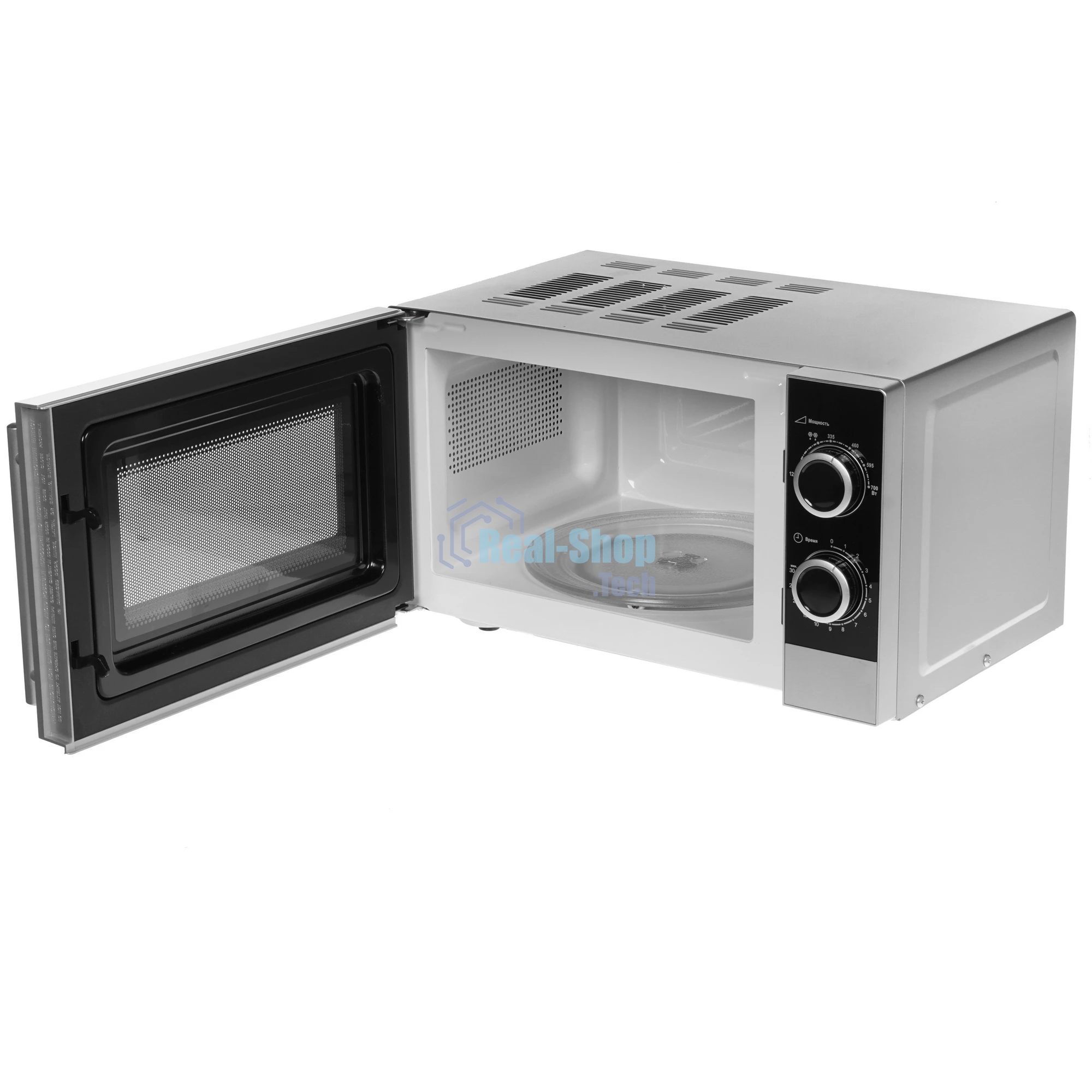 Микроволновая печь Kraft KF-20MW7S-200M серебристый, 20 л, 700 Вт, переключатели - поворотный механизм