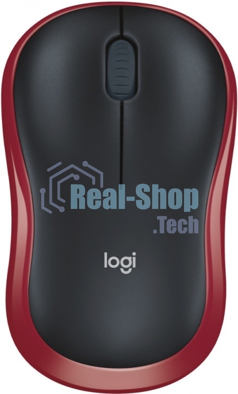 Мышь беспроводная Logitech M185, красный, 1000 dpi, радиоканал, USB, кнопки - 3