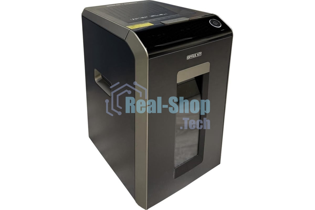 Шредер Office Kit SA200M 1,9х10 черный/серый с автоподачей (секр.P-5) фрагменты 220лист. 40лтр. скобы пл.карты