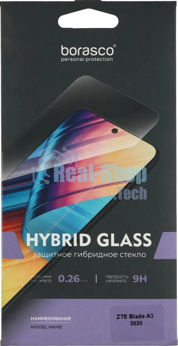 Защитное стекло для экрана BoraSCO Hybrid Glass для ZTE Blade A3 (2020) антиблик, 62.8 х 139 мм, 2.5D, прозрачный