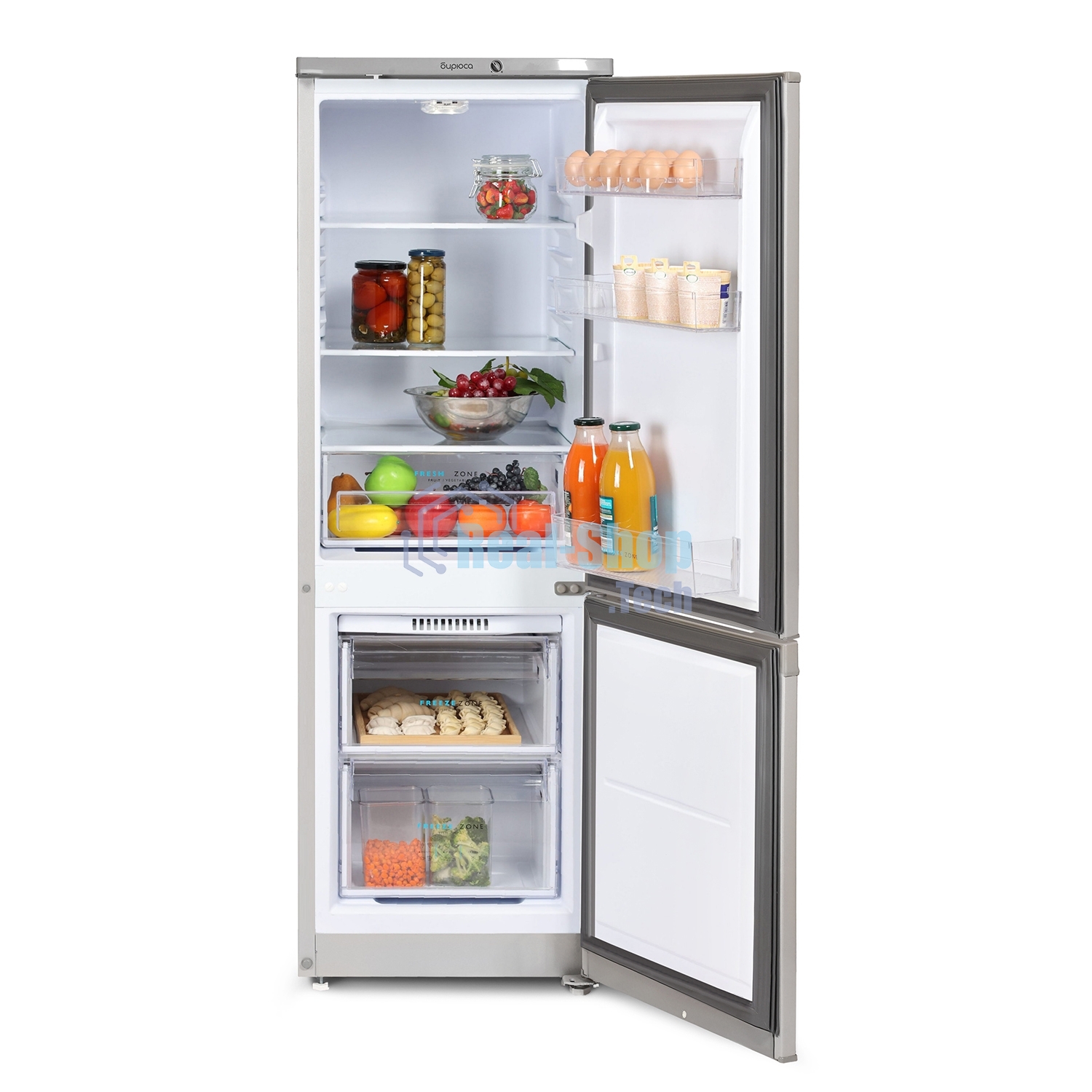 Холодильник Бирюса M418 металлик двухкамерный 125/55л морозилка снизу