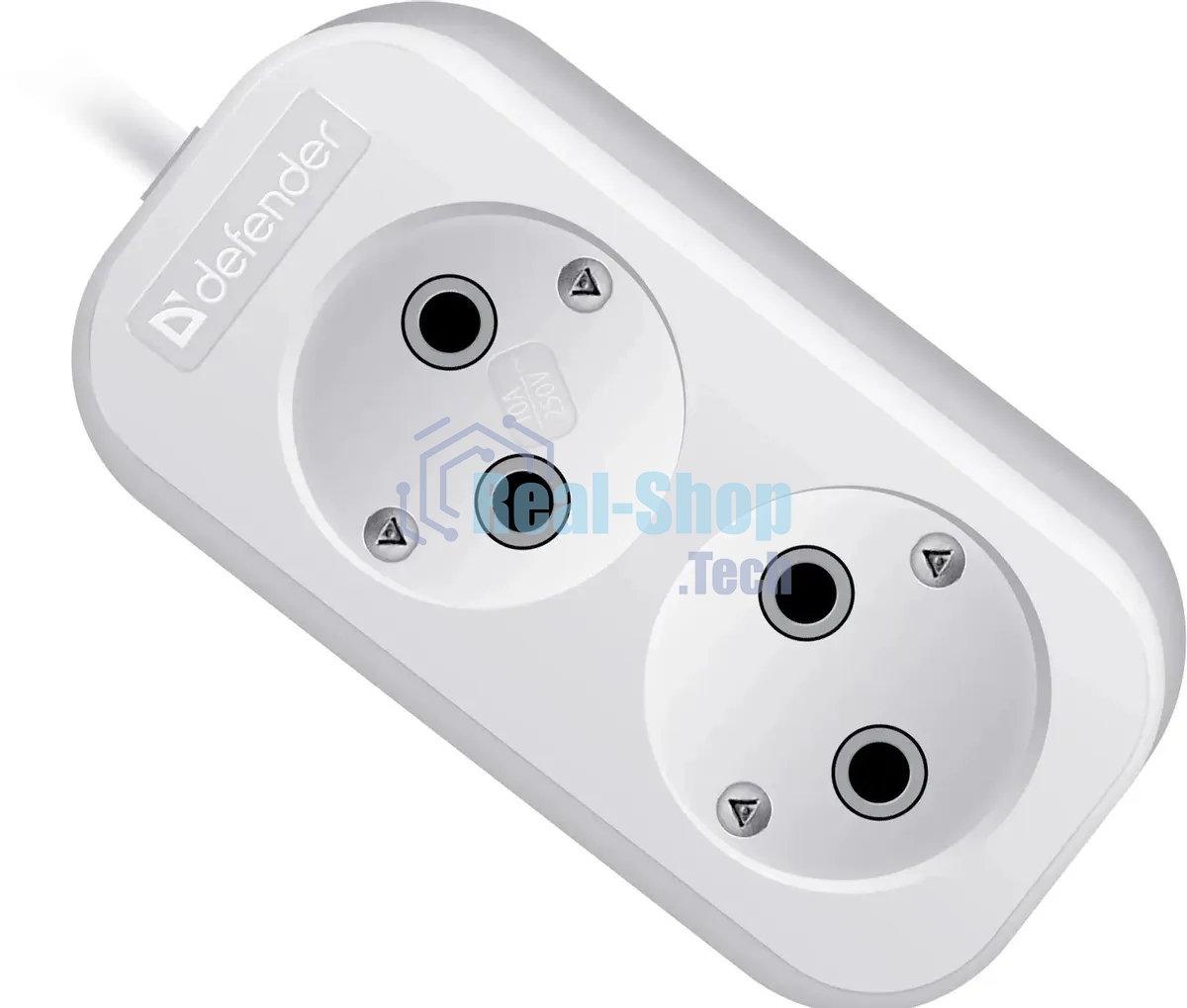 Удлинитель бытовой Defender B220 - 2 роз х 5 м, белый