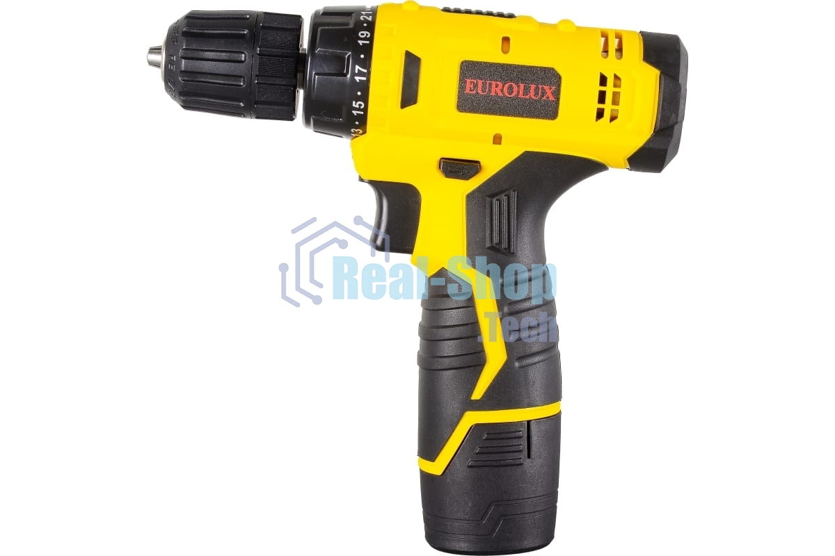 Дрель-шуруповерт аккумуляторная Eurolux ДА-12/2Li, Аккумуляторная, 12В, 2 АКБ, Кейс
