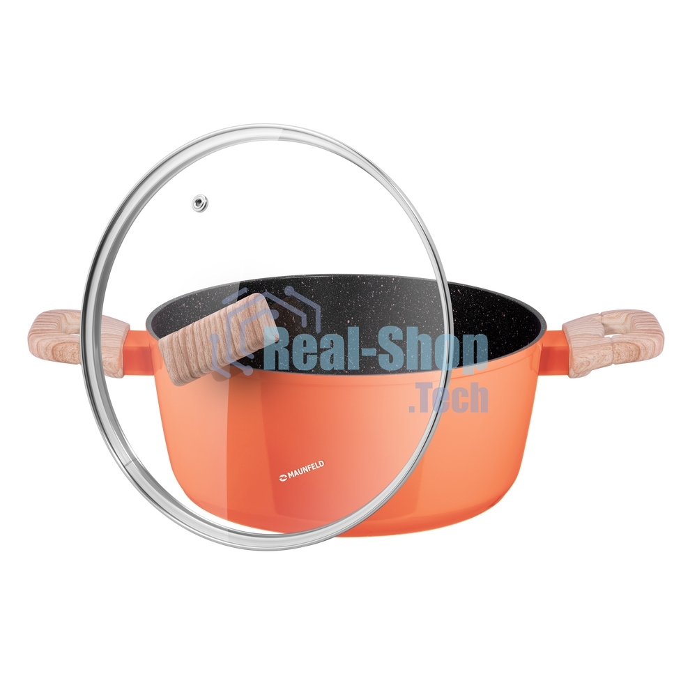 Кастрюля Maunfeld MARTA MCS41FA06CL из кованого алюминия со стеклянной крышкой, 24 см, 4,1 л.