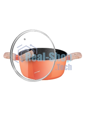 Кастрюля Maunfeld MARTA MCS41FA06CL из кованого алюминия со стеклянной крышкой, 24 см, 4,1 л.