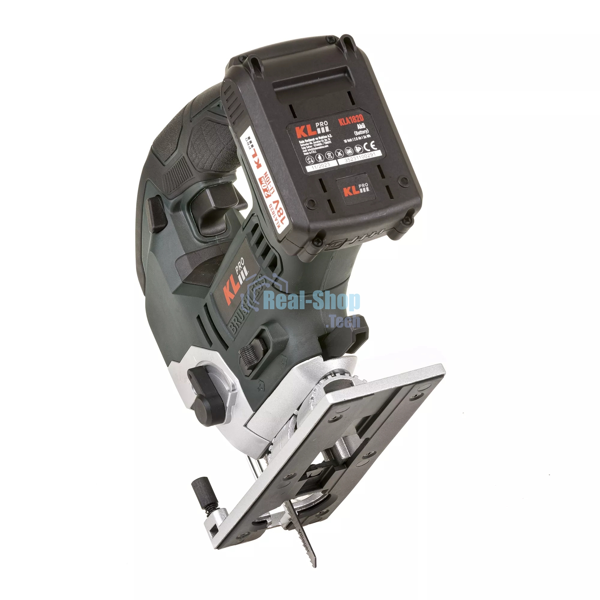 Лобзик электрический профессиональный бесщеточный KLPRO KLDT18B-20 (18В, Li-ion-2шт, 2.0А·ч, патрубок для пылесоса, полотна (дерево/металл, З/У, кейс)
