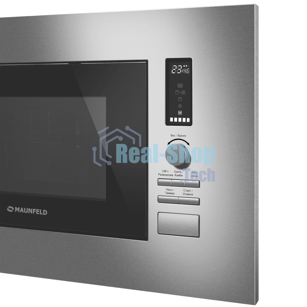 Микроволновая печь встраиваемая Maunfeld JBMO820GS01 нержавеющая сталь, 20 л, 1080 Вт, переключатели - поворотный механизм/кнопки