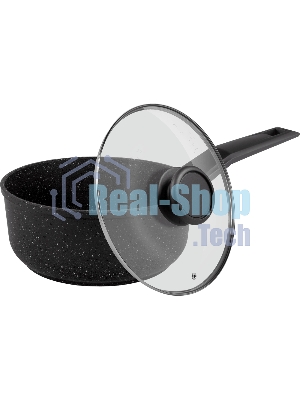 Ковш Maunfeld Galaxite MF18GLX01SP из литого алюминия со стеклянной крышкой, 18 см, 1,6 л