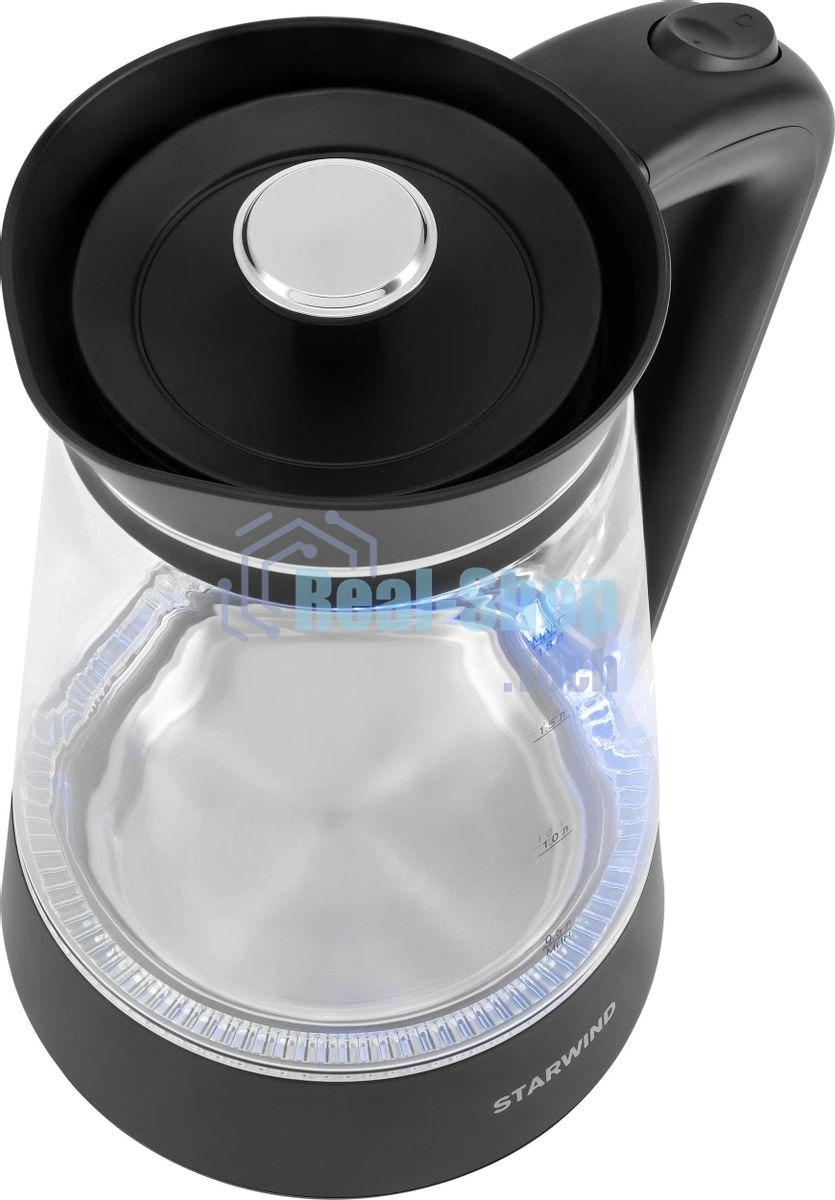 Чайник электрический Starwind SKG2116 1.8 л, 1700 Вт, черный/прозрачный корпус: стекло