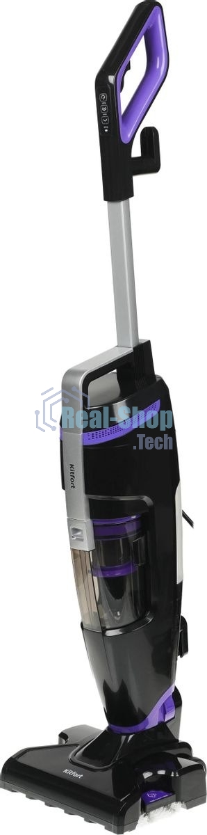 Пылесос вертикальный паровой Kitfort KT-575-1 черный, питание питание от сети, 1600 Вт, уборка влажная/паром/сухая, пылесборник 1.1 л