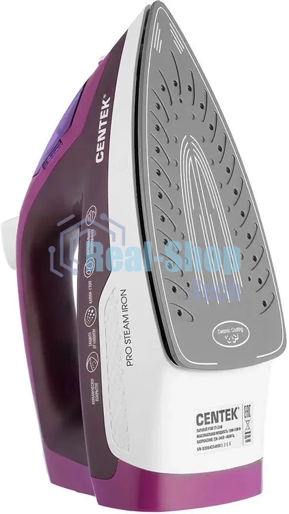 Утюг Centek CT-2348 фиолетовый, 1600 Вт, 20 г/мин, 80 г/мин, 200 мл
