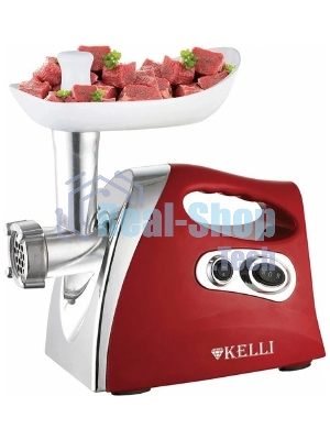 Мясорубка электрическая Kelli KL-5004 красный, 2600 Вт, 3.6 кг/мин, реверс, защита от перегрузки, насадки - 5